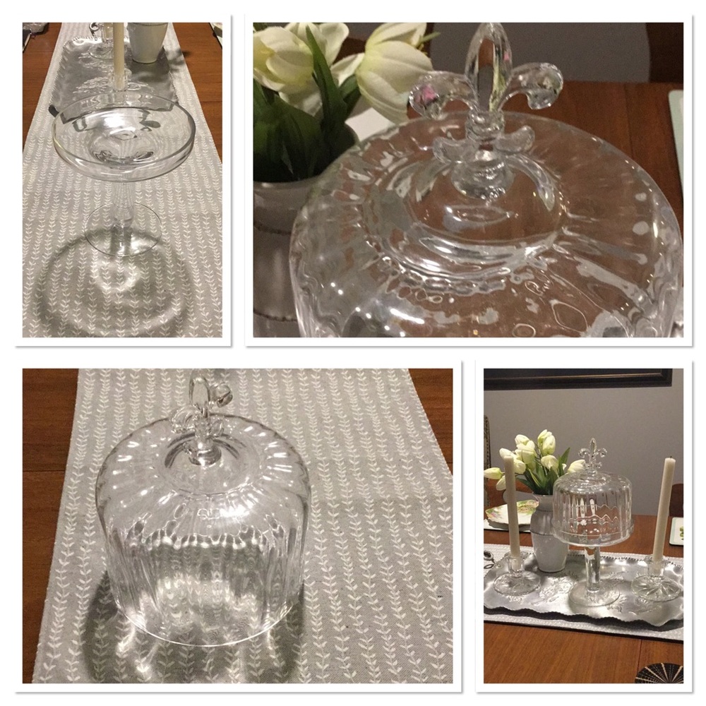 Fleur de Lis Small Cloche with Stand
